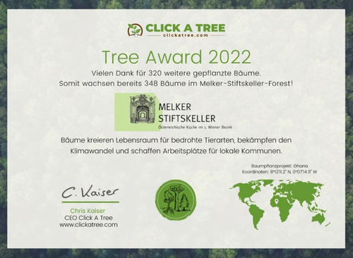 Tree Award 2022 Zertifikat - Danke für 320 weitere gepflanzte Bäume