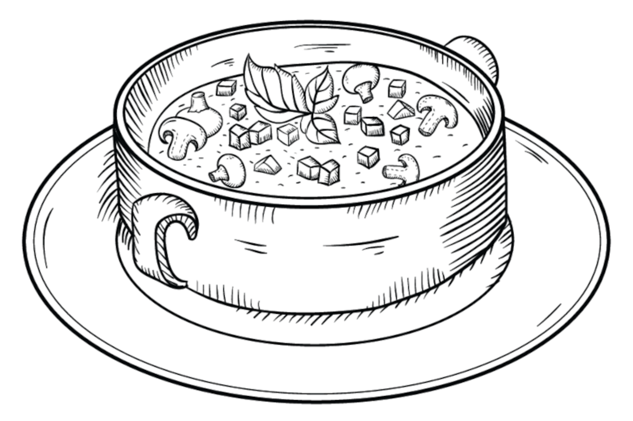 Zeichnung einer Suppe